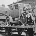 Hanomag SS-100 loaded onto a rail car for transport