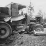 Destroyed Hanomag tractor of the 12 Panzer Division