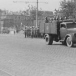 Wehrmacht trucks Opel Blitz during military parade