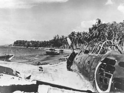 Japanese Mitsubishi A6M Zero wreck at Guadalcanal Solomon Islands 1943
