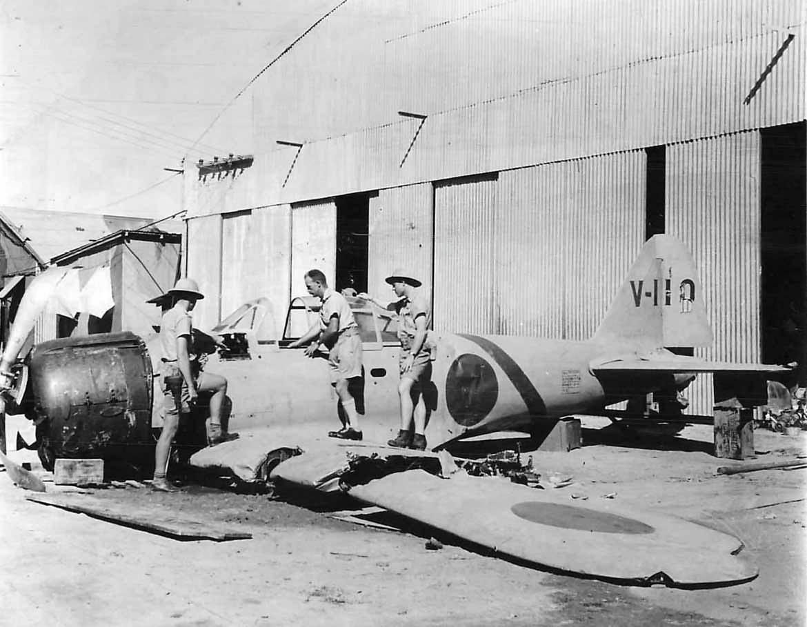 Wreckage of A6M Zero V-110 of the Tainan Kokutai forced down near Port Moresby 1942