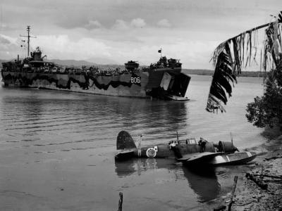 E13A and USS LST-806 Palawan, Philippines 1945