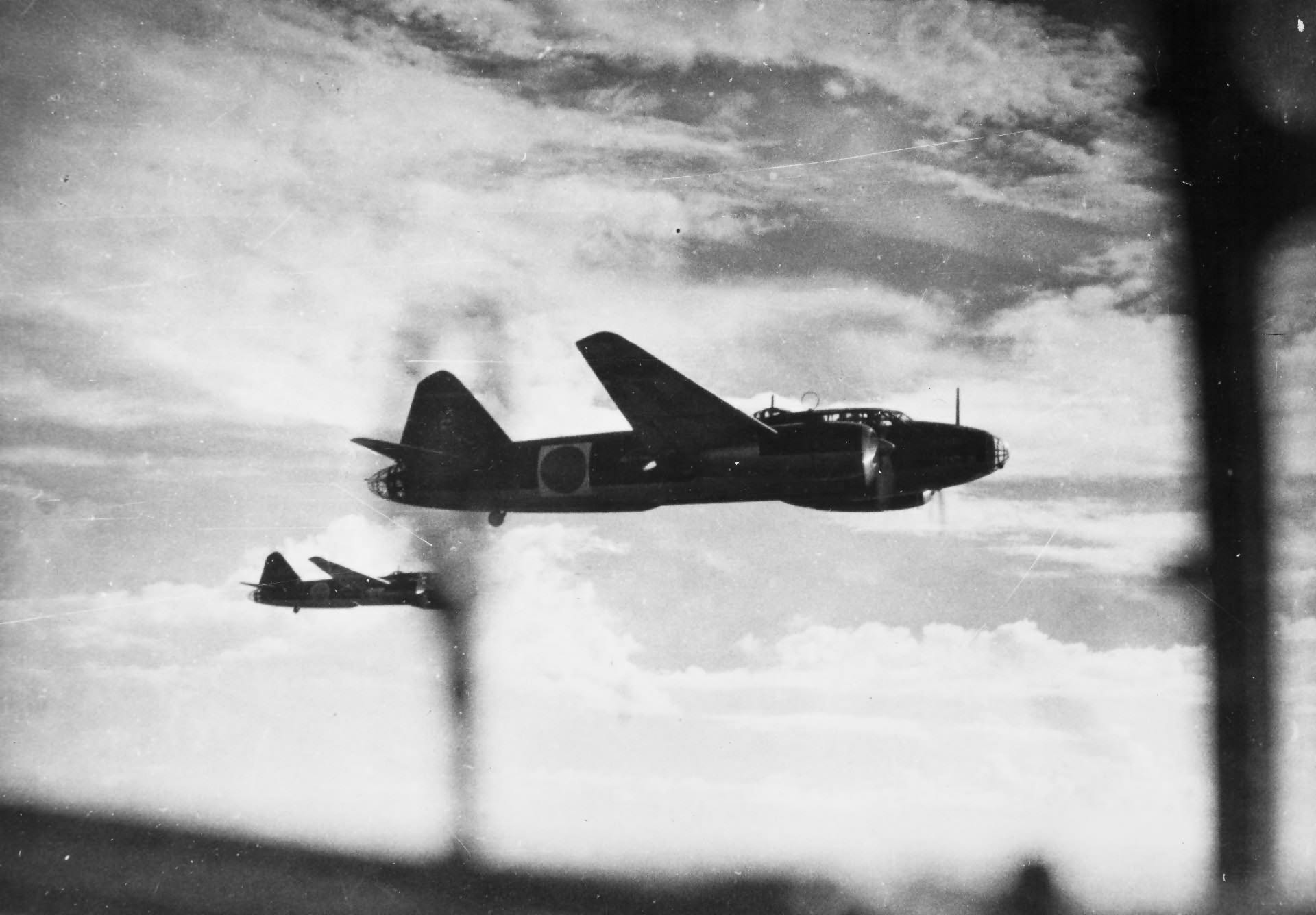 Mitsubishi G4M1 bombers in flight