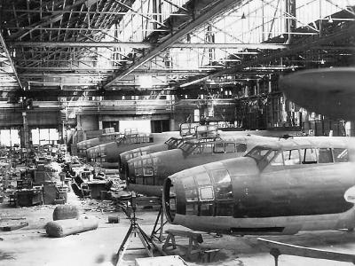 Mitsubishi G4M Betty bombers assembly line 1945