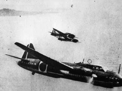 Mitsubishi G4M Betty bombers in flight