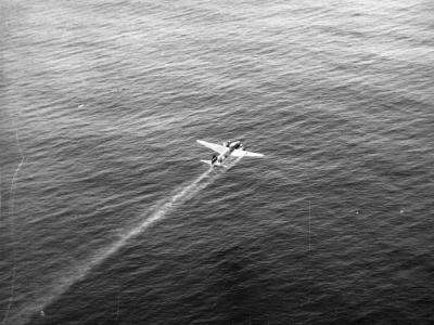 Mitsubishi G4M Betty leaving smoke trails
