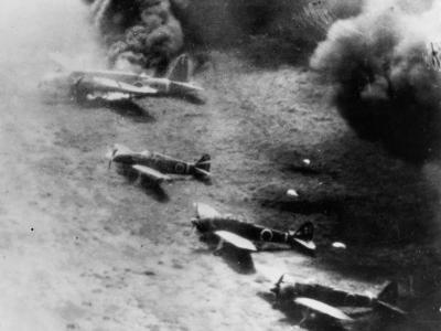 Ki-21, Ki-61 and Ki-43 under attack at Wewak 1943