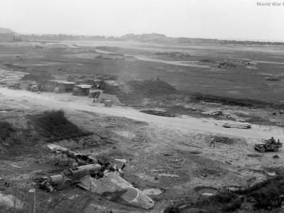 Marine Dodge WC and Ki-48 Okinawa in April 1945