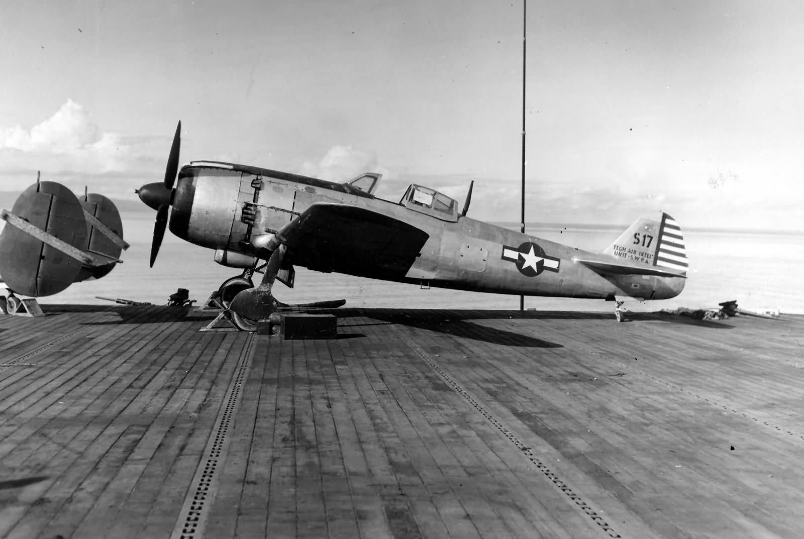 Captured Nakaima Ki 84 Hayate Frank aboard USS Long Island