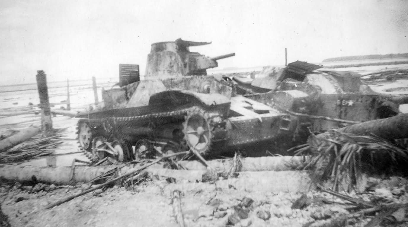 Knocked Out Japanese Tank Wreck on Beach Type 95 Ha-Go