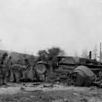 Ha Go Japanese tank after direct hit by 75mm halftrack 1944
