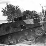 Japanese 1st Yokosuka SNLF Type 2 Ka Mi Amphibious tank side hull hit Saipan