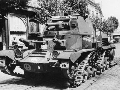 Abandoned Cruiser Mk I A9 tank of the 1st Armoured Division, Calais – 27 May 1940