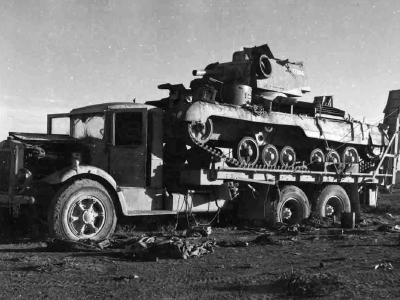 Mack EXBX 18-ton 6×4 tank transporter with Cruiser Mk I CS, A9, North Africa