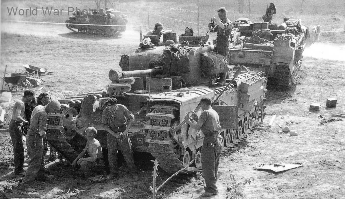 Churchill tank maintenance ,Normandy August 1944