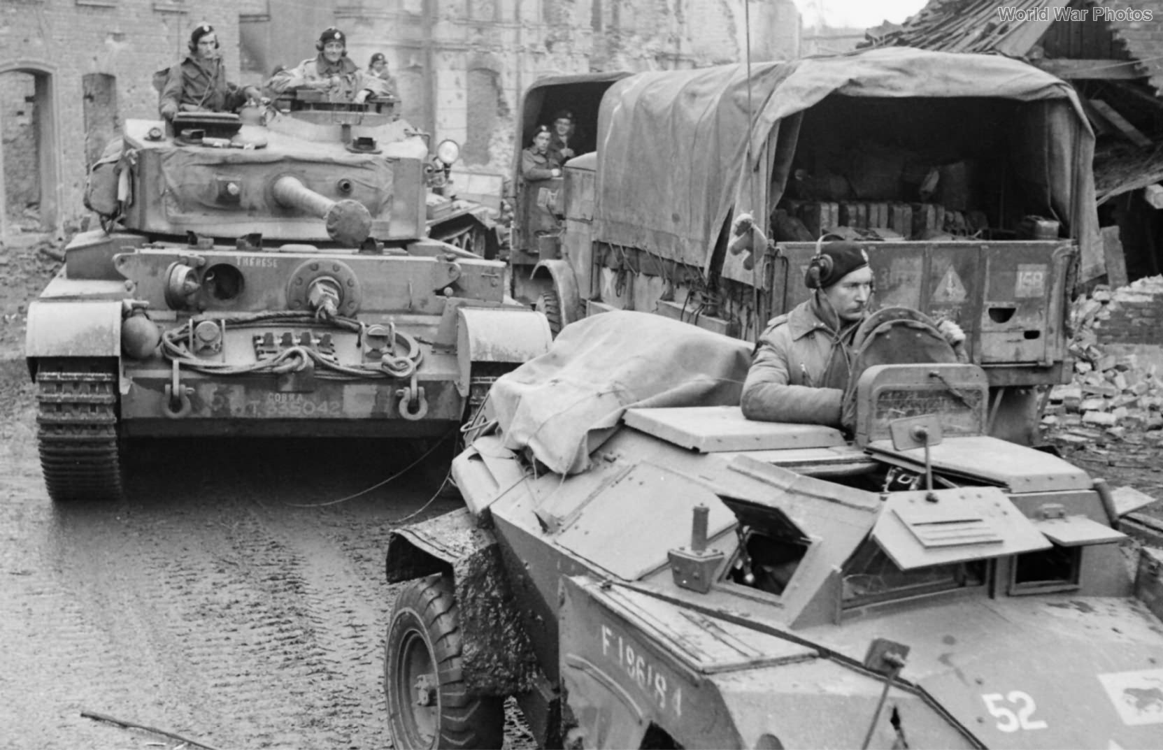 Comet and Humber of 11th Armoured Division 30 March 1945