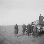 Captured Crusader tank and Afrika Korps soldiers