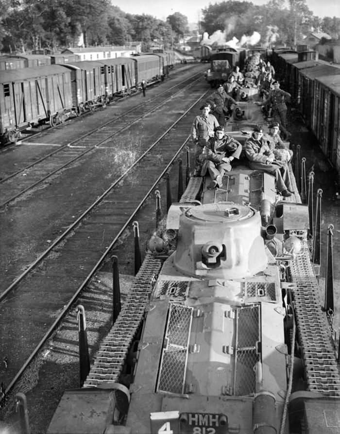 A11 Matilda tanks of 4th RTR being transported by train France 1939