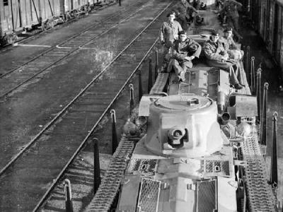 A11 Matilda tanks of 4th RTR being transported by train France 1939