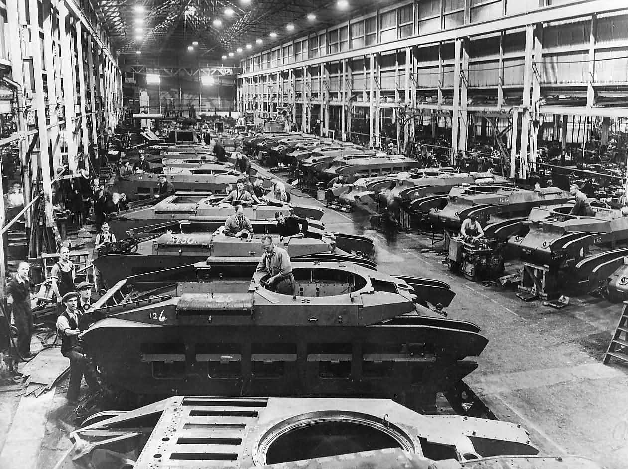 British Matilda Tank Assembly Line In Factory England 1941 World War