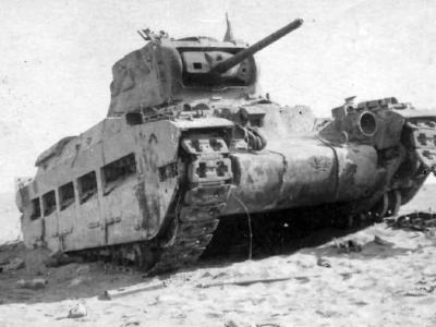 Destroyed Matilda tank North Africa