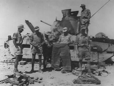 Matilda tank and DAK soldiers