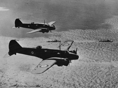 Avro Anson on Convoy Escort Duty over Ships