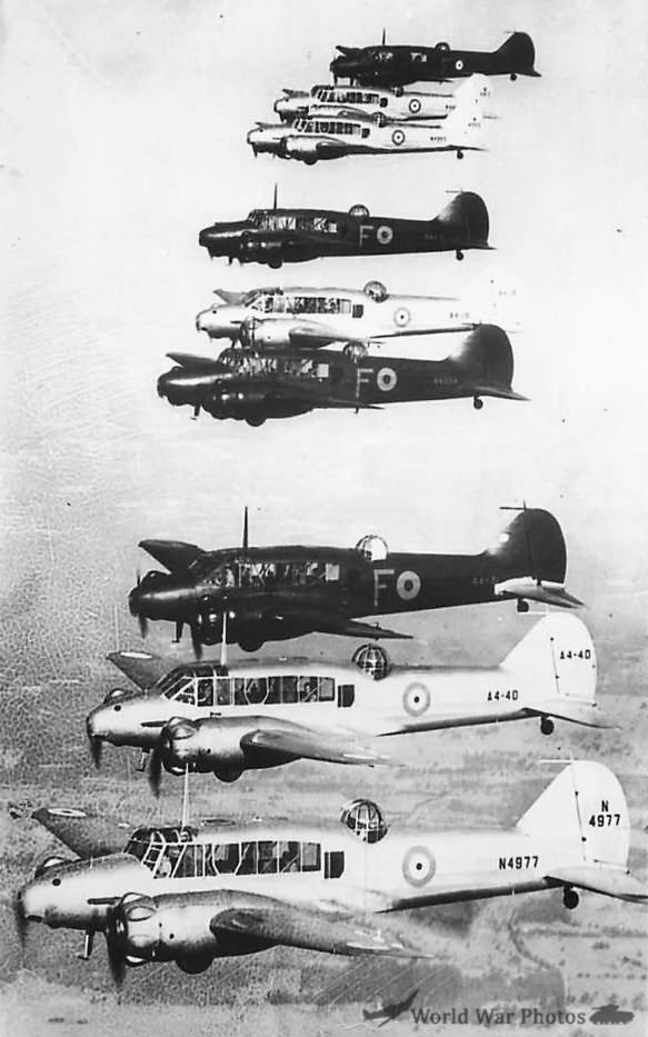 RAAF Avro Anson Bombers in Formation during Training Flight 1940