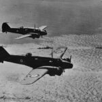 Avro Anson on Convoy Escort Duty over Ships