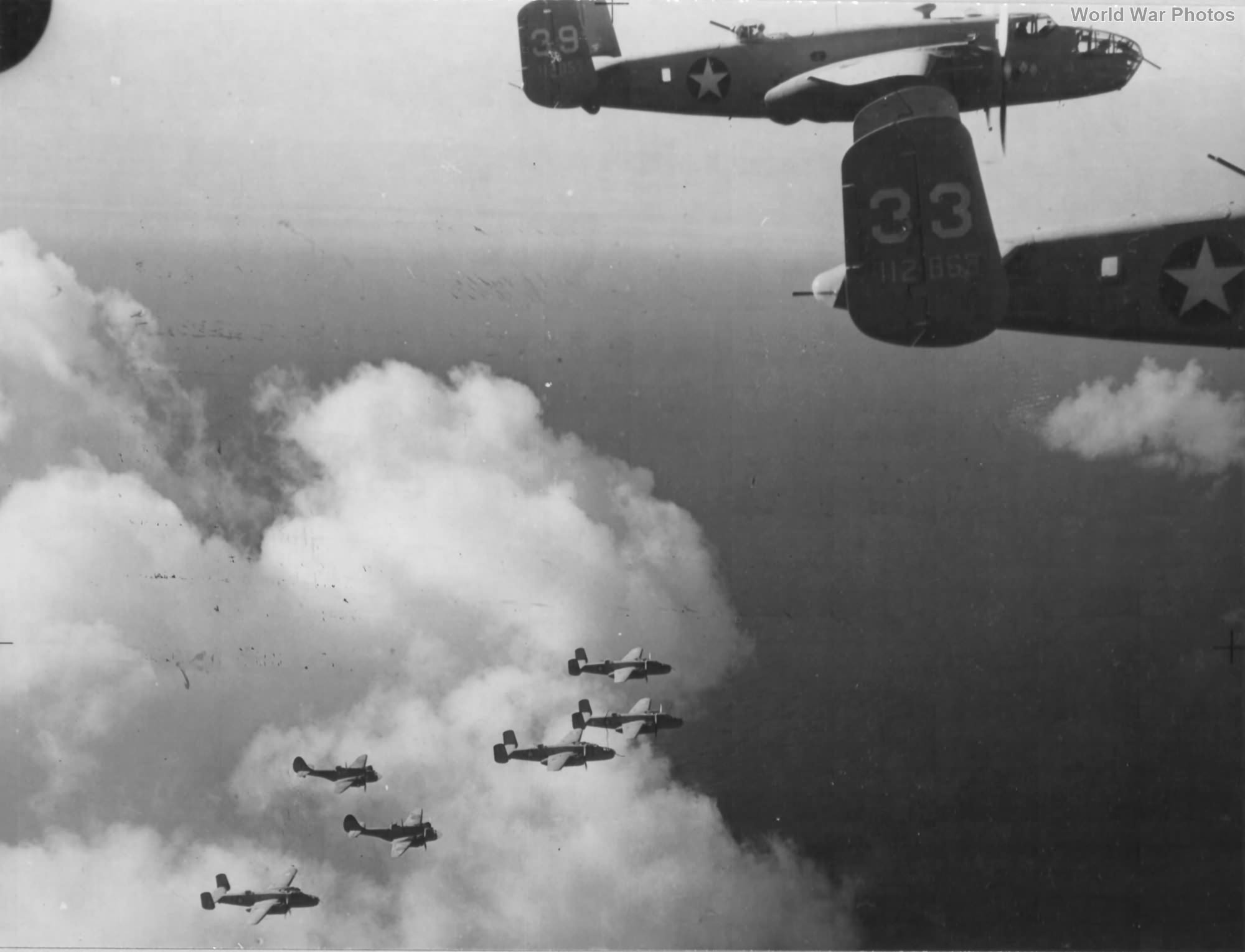 Baltimores mix in with B-25s of the 12th BG 2