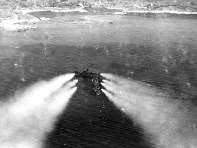 Beaufighter fires a salvo of rockets