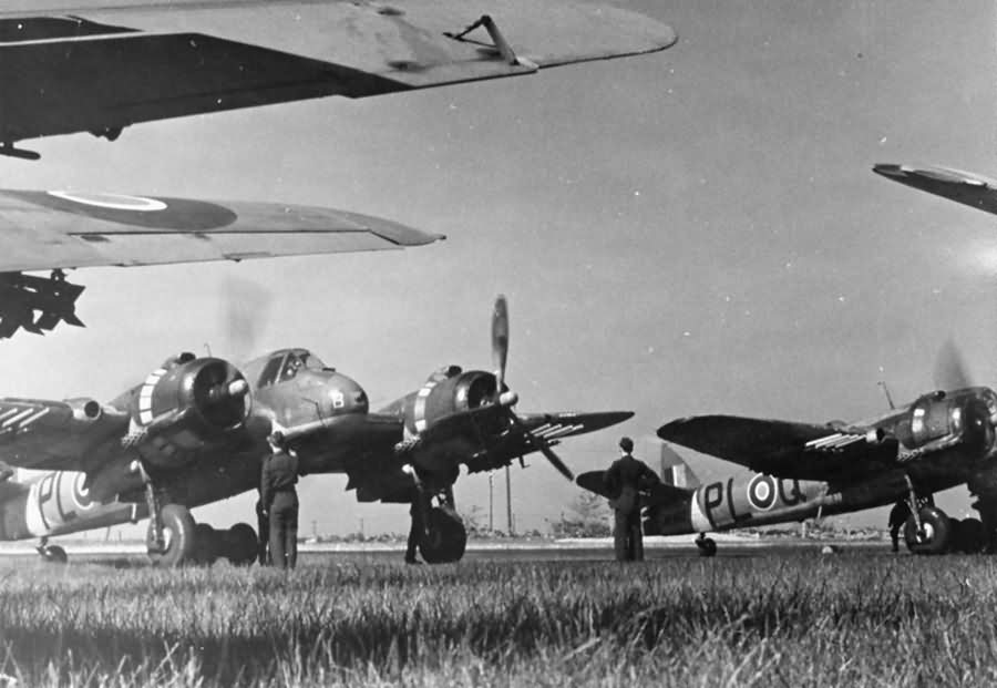 Bristol Beaufighters TF MX of No. 144 Squadron RAF armed with rockets