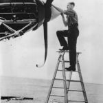 RAF mechanic removes twisted prop