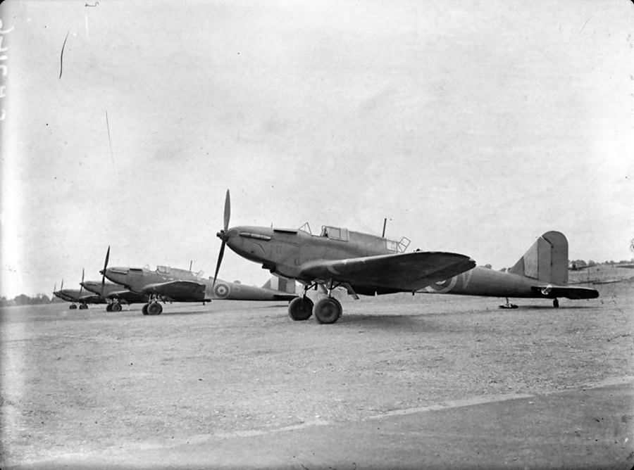 Battle Mk I of No. 12 Operational Training Unit lined up at Benson