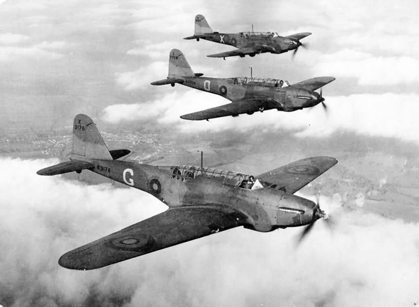 Battles of No. 226 Squadron on a practise flight in 1939