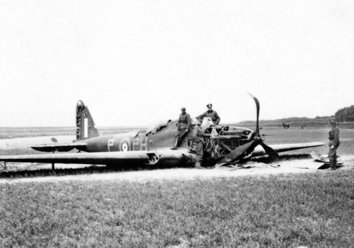German soldiers inspect wrecked Fairey Battle L5190 PH-P of No. 12 Squadron RAF