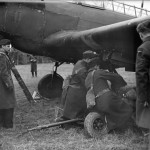 King George VI watching bombs being hand winched into the bomb bays of a Fairey Battle