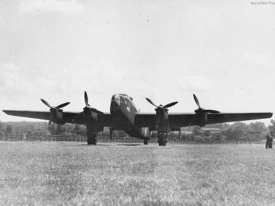 Halifax on grass airfield 1943