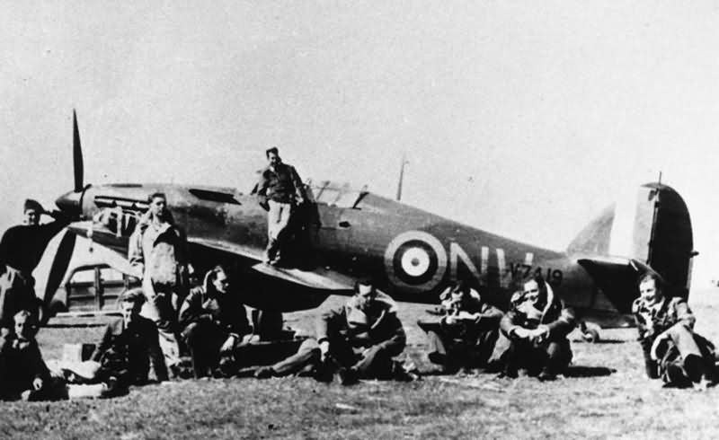 33 Squadron in front of Hurricane In Greece Sqn Ldr Pattle 2nd from right