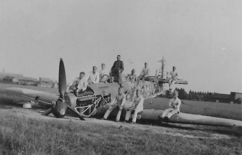 Germans poses with destroyed Hurricane