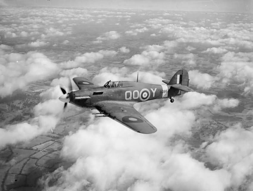 Hurricane Mk IIC BD867 code QO-Y of No 3 Squadron RAF in flight