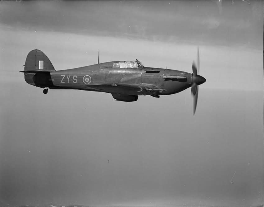 Hurricane Mk IIC night fighter BD936 code ZY-S of No 247 Squadron RAF based at Predannack pilot Sous Lieutenant Helies