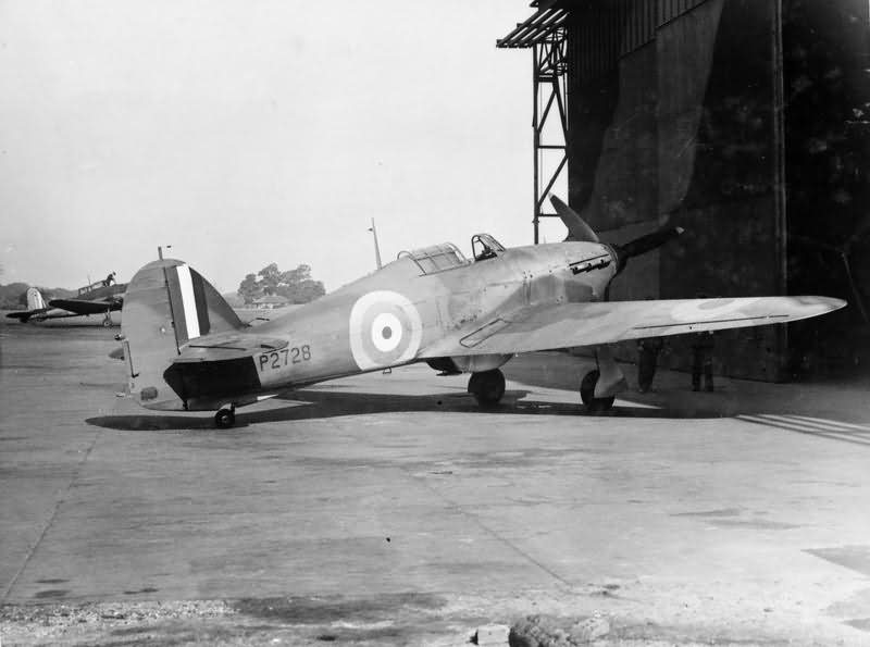 Hurricane Mk I P2728 parked outside a hangar at Gosport 1940