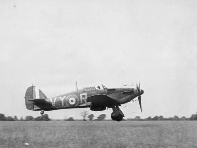 Hurricane Mk I P2923 code VY-R flown by PO A G Lewis