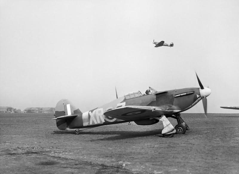 Hurricane Mk I coded XR-Z of No. 71 Eagle Squadron takes off from Kirton in Lindsey