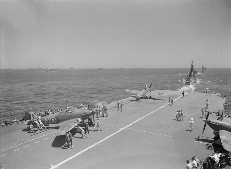 Hurricane on deck of HMS Indomitable Malta