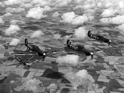 Hurricanes Mk IIB of No 601 Squadron B flight on patrol 1941