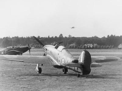 Hurricanes of No 17 Squadron on the ground