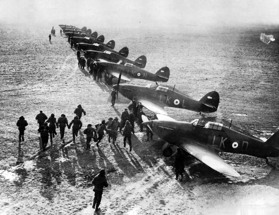 No 87 Squadron RAF Pilots and Hurricanes Mk I