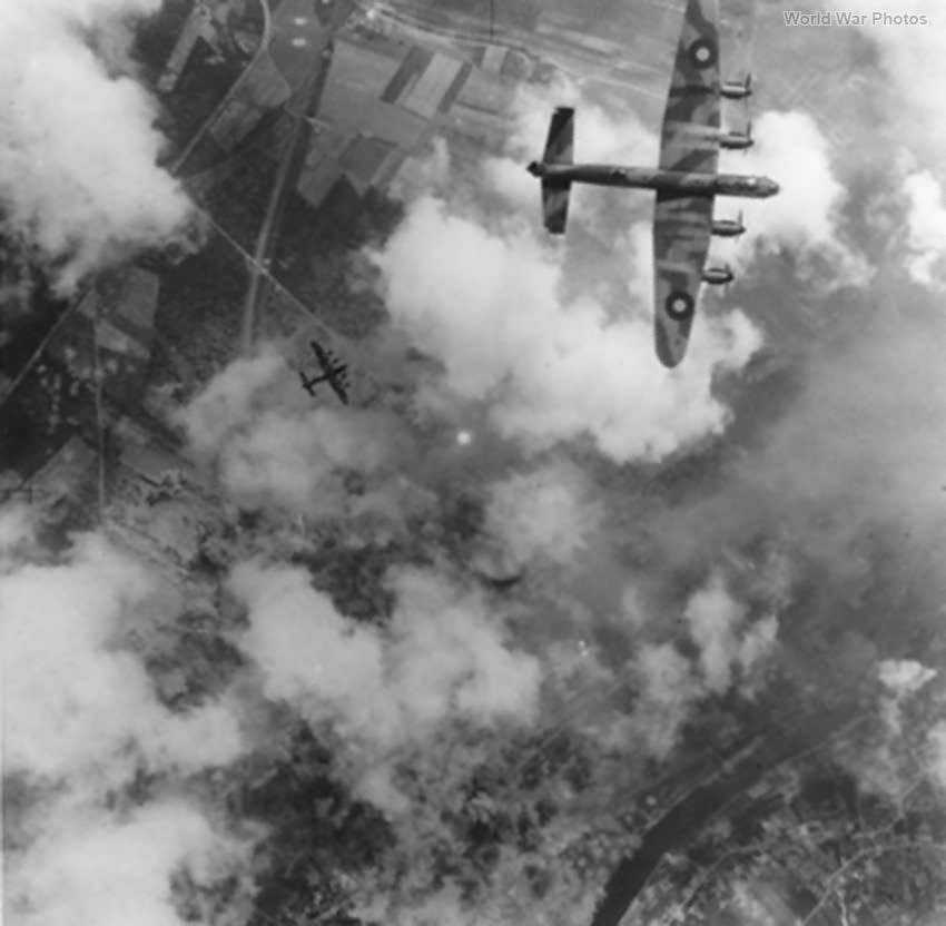Lancaster over Trossy St Maximin 1944